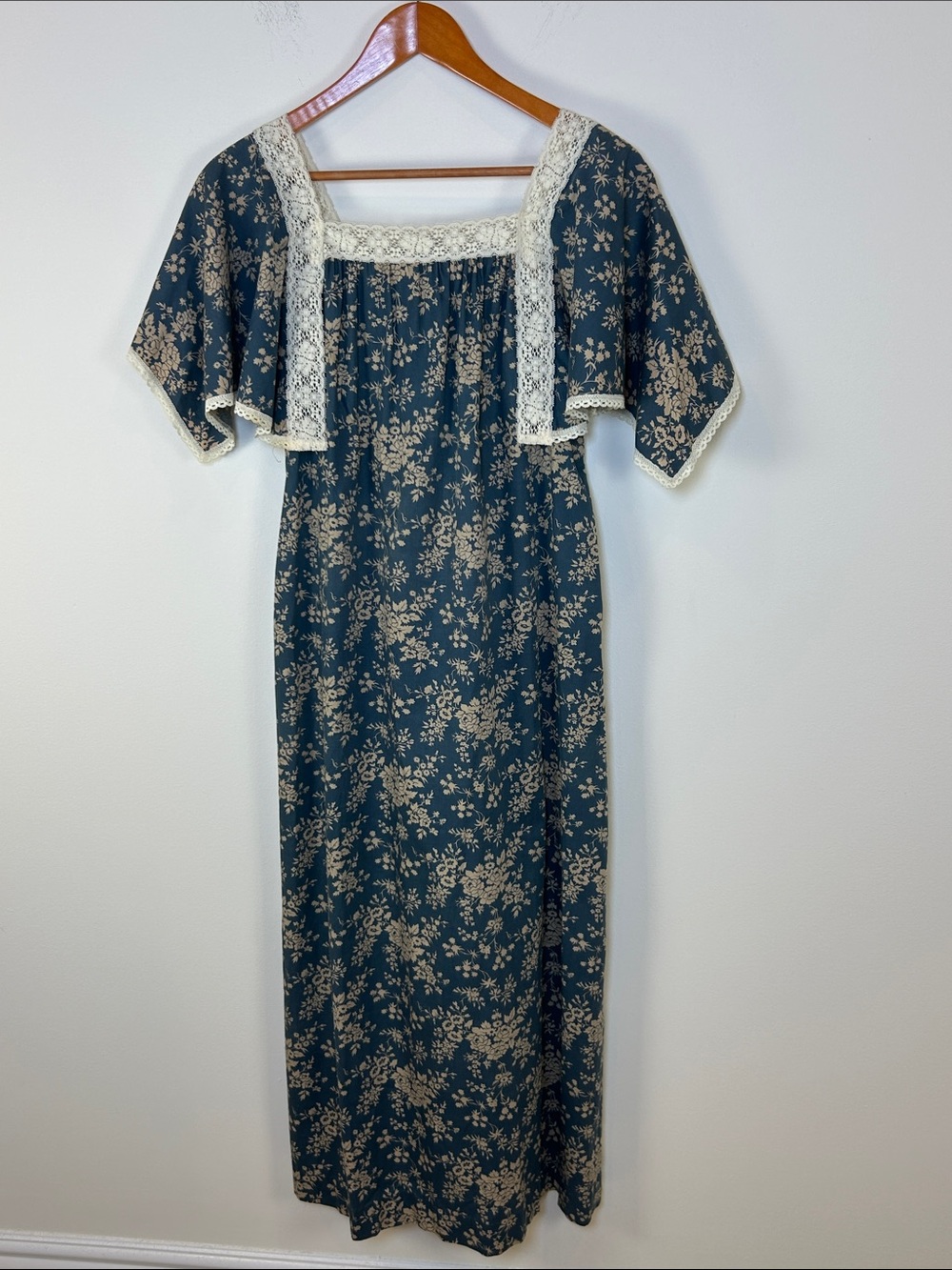Vintage Eleu Hawaii Floral Lace Prairie Maxi Dress 9